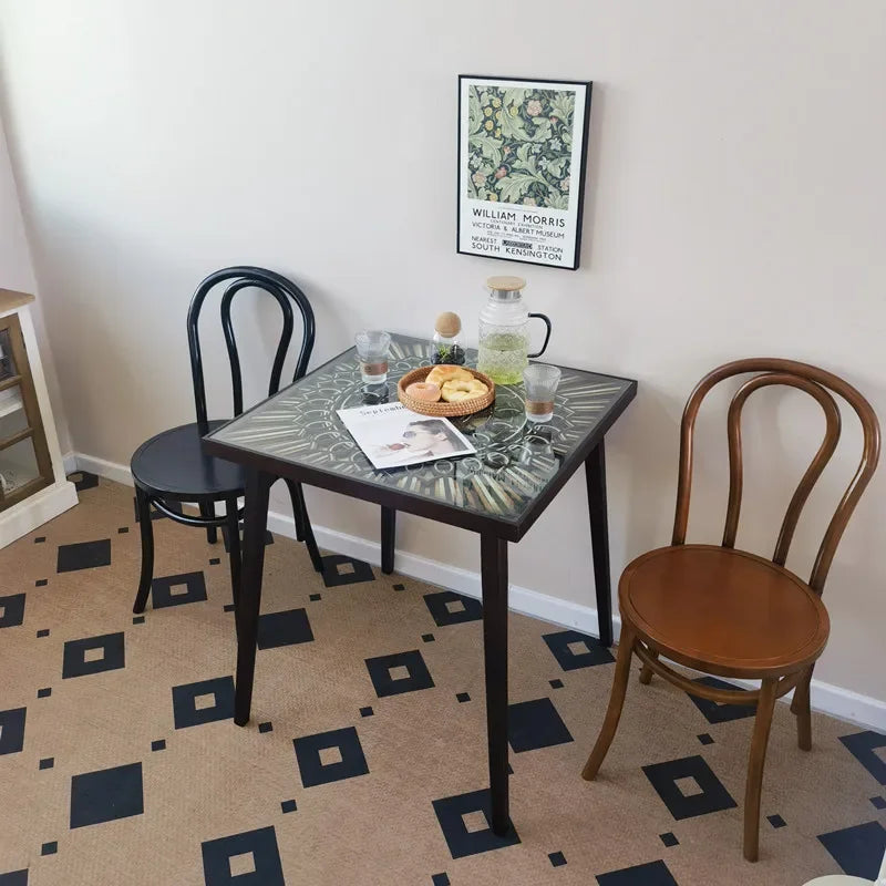 Afralia™ Modern Solid Wood Dining Table Tea Salon Square Luxury Desk
