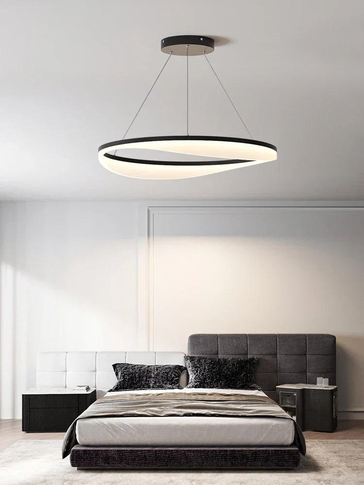 Afralia™ Modern Circle LED Pendant Light Dimmable Chandelier for Living Room Bedroom Décor