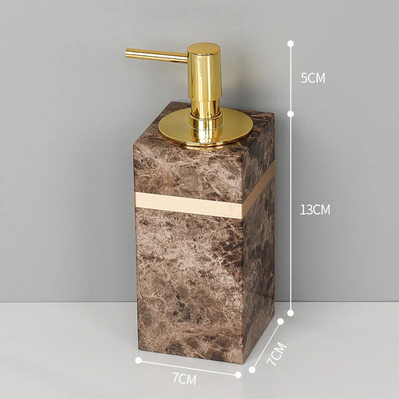 Afralia™ Emperador Dark Marble Bathroom Set: Toothbrush Holder, Soap Dispenser, Luxury Accessories