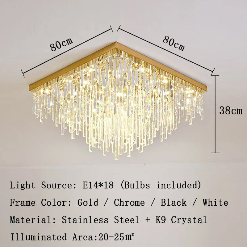 Afralia™ Gold Crystal Ceiling Lights - Luxury LED Fixture for Elegant Home Decor