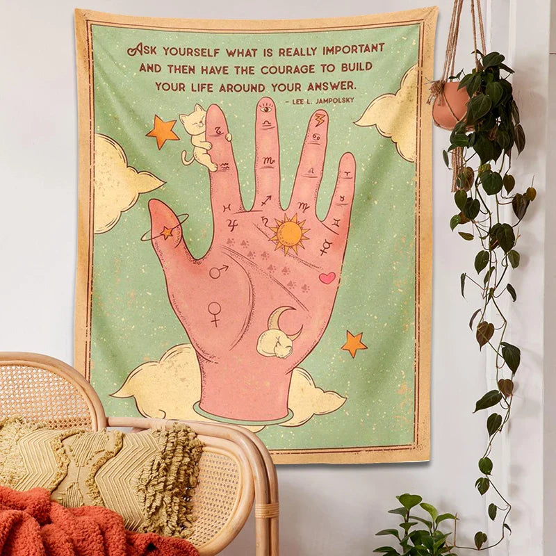 Afralia™ Tarot Palmistry Tapestry Cat Sun Moon Witchcraft Bohemian Hippie Home Decor