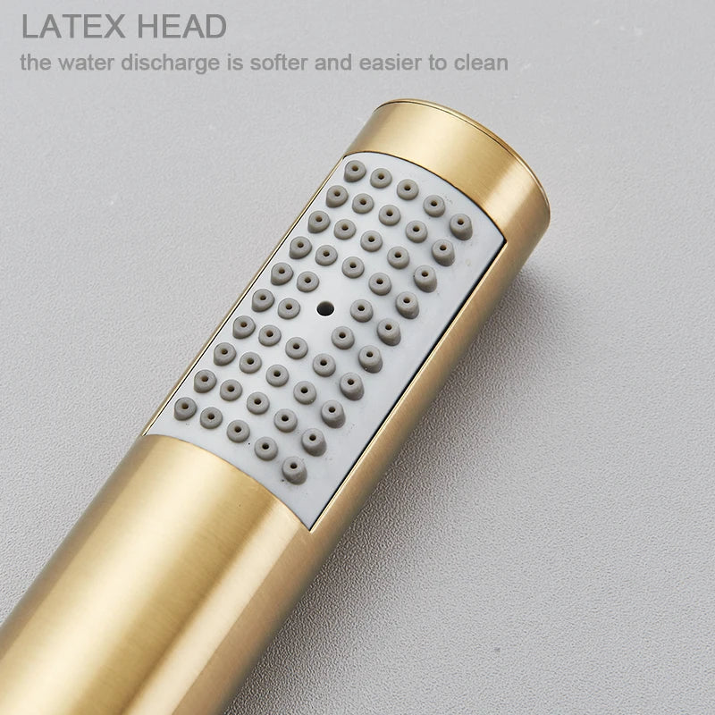 Afralia™ Brushed Gold Round Hand Shower - Stainless Steel Bathroom Nozzle Sprayer