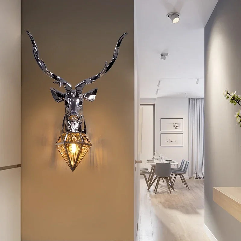Afralia™ Nordic Antler Wall Lamp Luxury Decor Lighting Silver Gold Buckhorn for Living Room