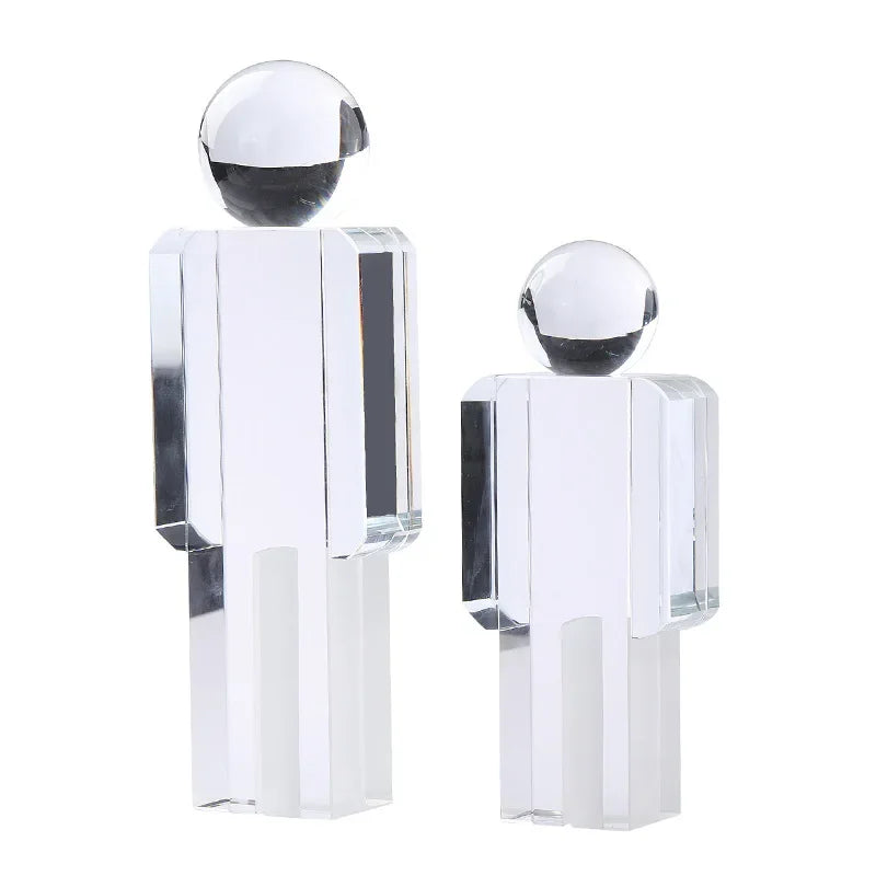 Afralia™ Crystal Man Statue Glass Figure Sculpture Home Decor Ornaments