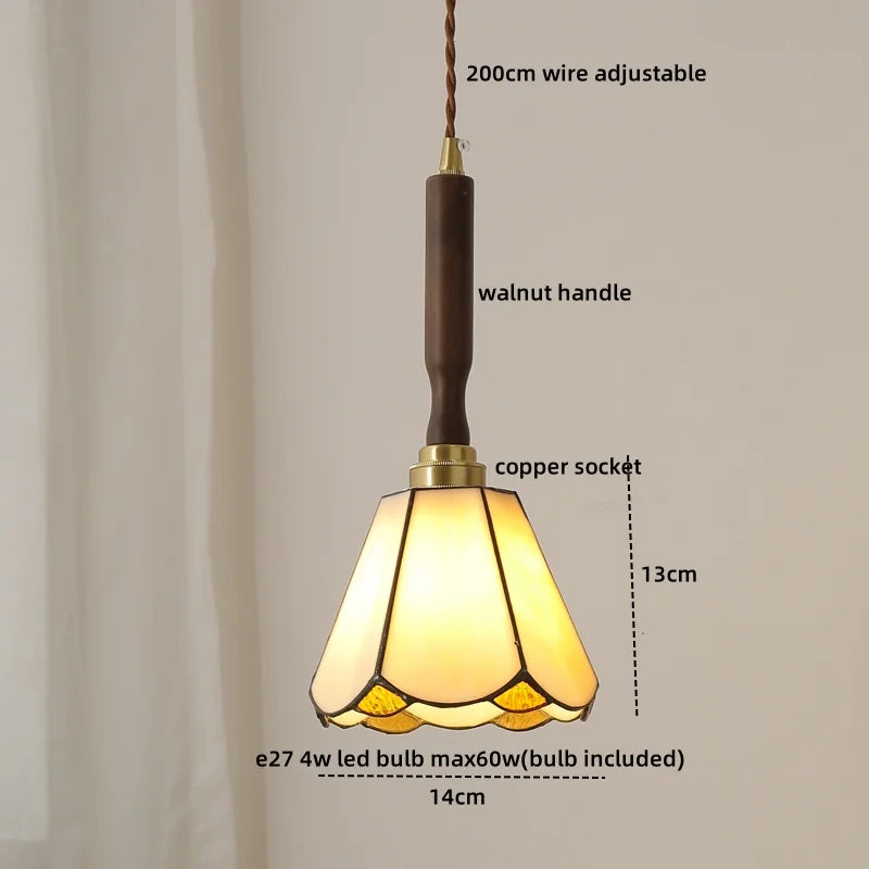 Afralia™ LED Walnut Copper Pendant Light with Knob Switch - Modern Style Lighting Fixtures