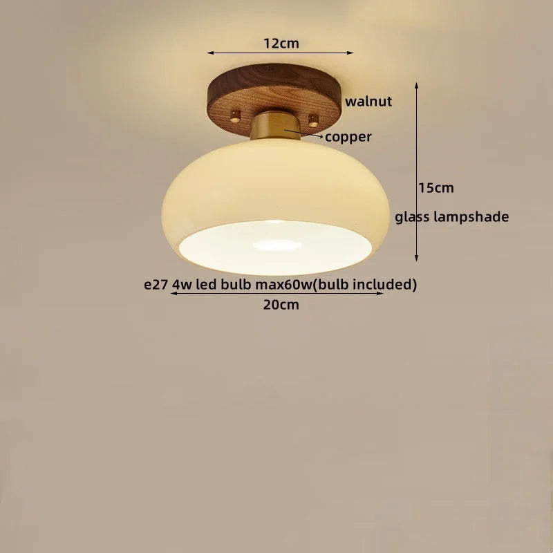 Afralia™ Walnut Copper LED Ceiling Light Modern Home Lighting Luminaria