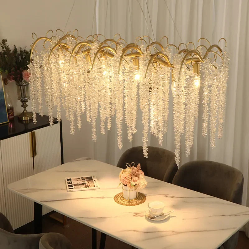 Afralia™ Wistaria Crystal Ceiling Chandelier Branches Design Pendant Lamp Elegant Home Decor