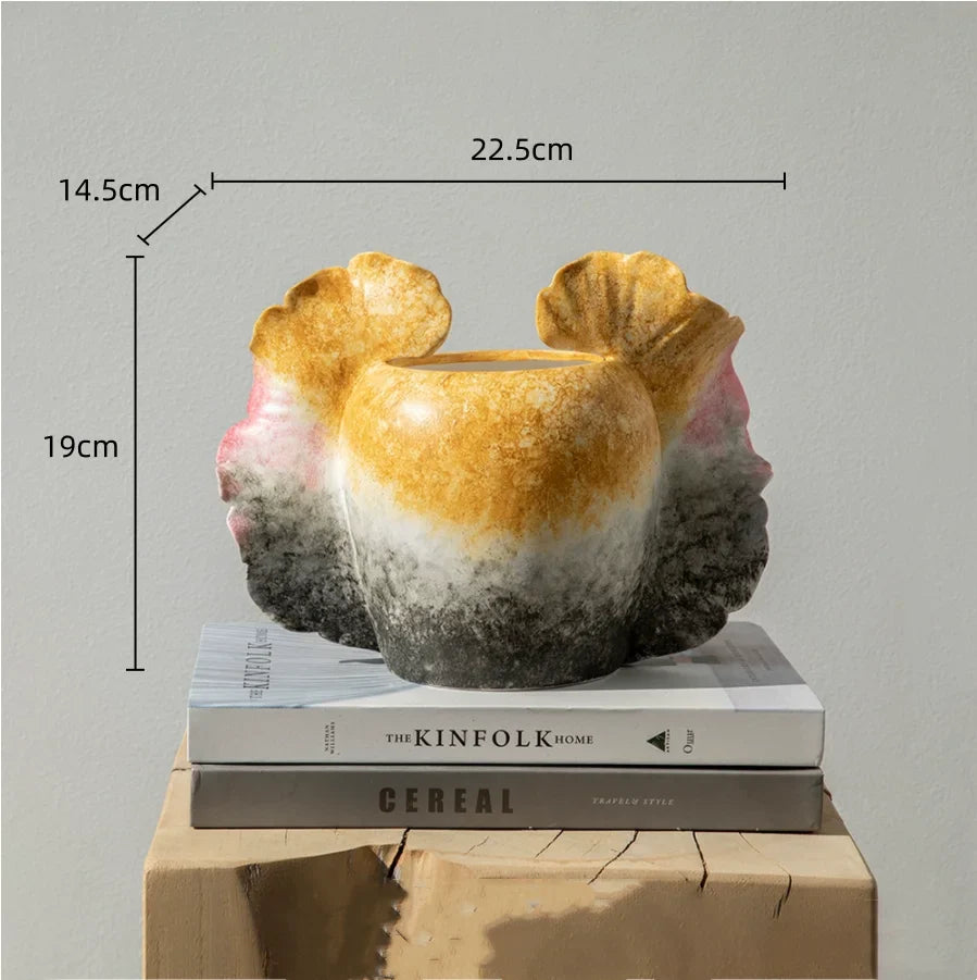 Afralia™ Wavy Wings Hand-painted Ceramic Vases: Unique Floral Decor & Home Accessory