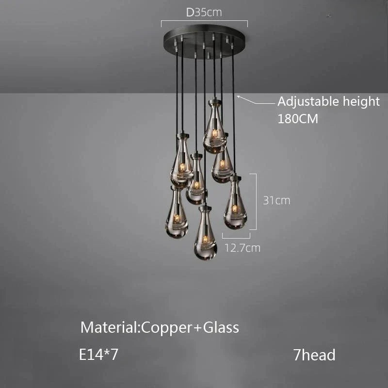 Afralia™ Waterdrop Glass Pendant Light: Modern LED, Lobby Accent for Home, Hotel, Staircase Decor