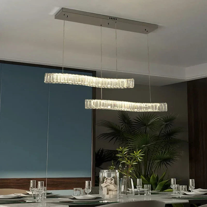 Afralia™ Crystal Pendant LED Chandelier for Luxurious Dining, Kitchen, and Villa Decor
