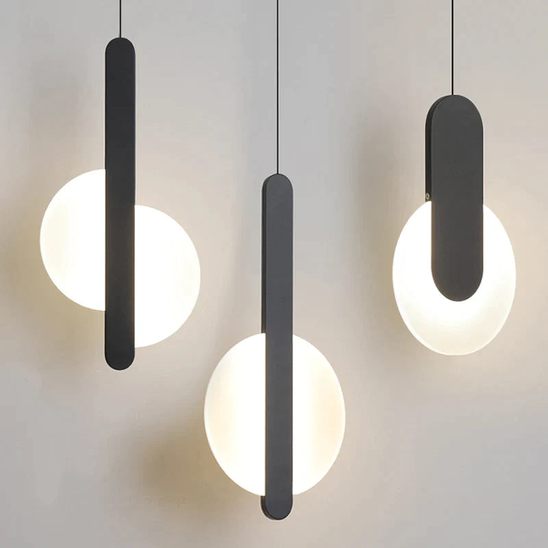 Afralia™ Modern LED Black Acrylic Pendant Chandelier for Bedroom Kitchen Dining Table