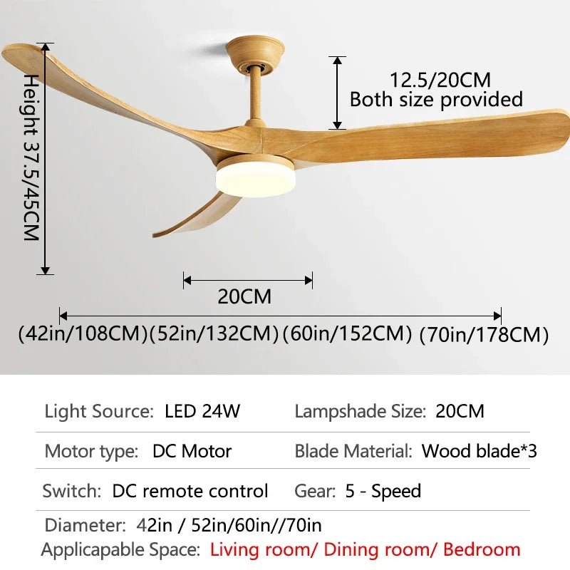 Afralia™ 70" Wooden Ceiling Fan with Light Dual-Function Motor for All Seasons