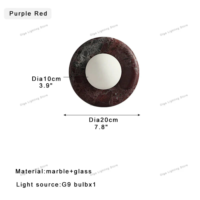 Afralia™ Round White Jade Stone Wall Sconce Lamps | Vintage Marble Wall Lights