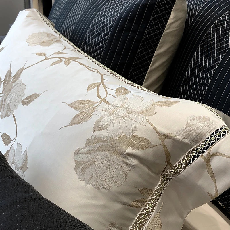 Afralia™ Silky Satin Jacquard 1000TC Egyptian Cotton Luxury Bedding Set