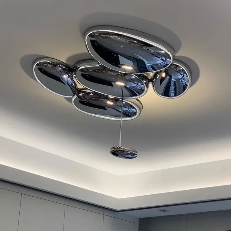 Afralia™ Chrome LED Ceiling Lamp for Home Decoration, Living Room, Dining Room, Bedroom, Cafe