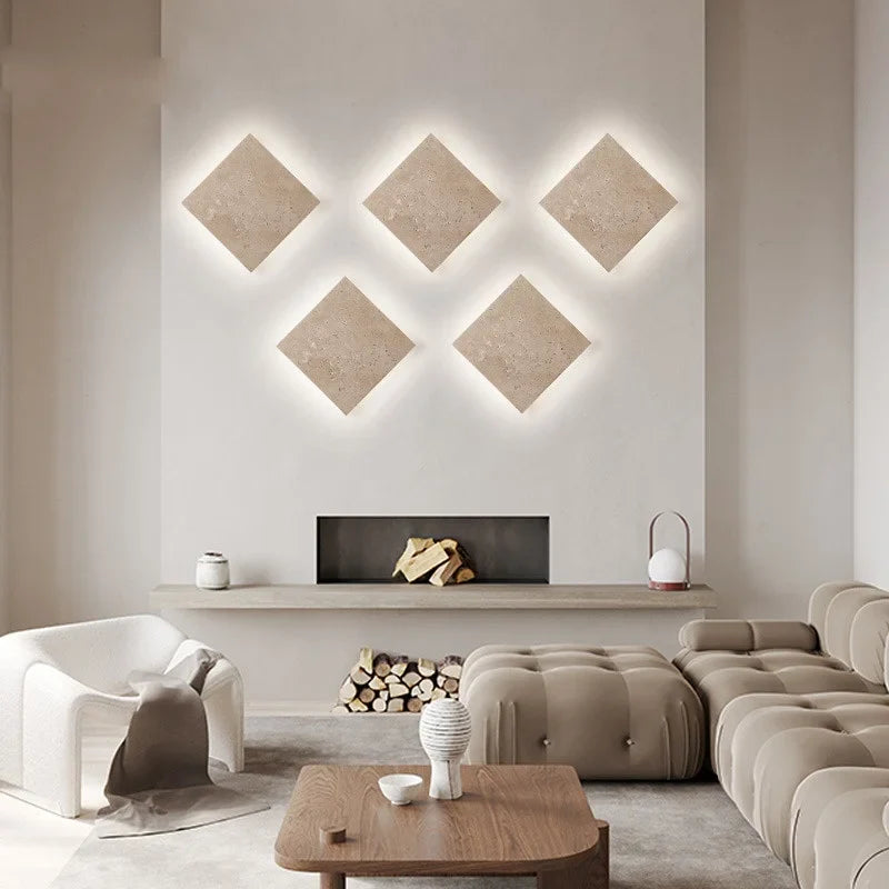 Afralia™ LED Wall Lamp Sconce Yellow Travertine Waterproof Stair Light