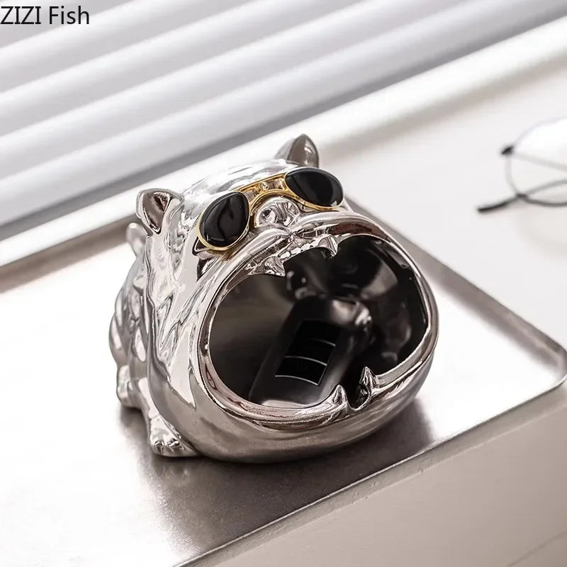 Afralia™ Bulldog Ceramic Ashtray | Desktop Smoking Accessory | Portable Weed Ash Tray