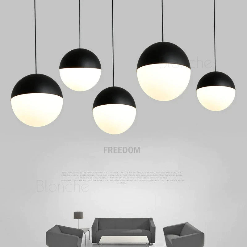 Afralia™ Glass Ball Pendant Lights: Black 15/20cm LED Hanging Lamps for Kitchen Living Room