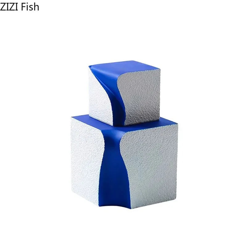 Afralia™ Geometric Resin Block Abstract Sculpture Desk Decoration Ornaments Cube Aesthetic Artwork