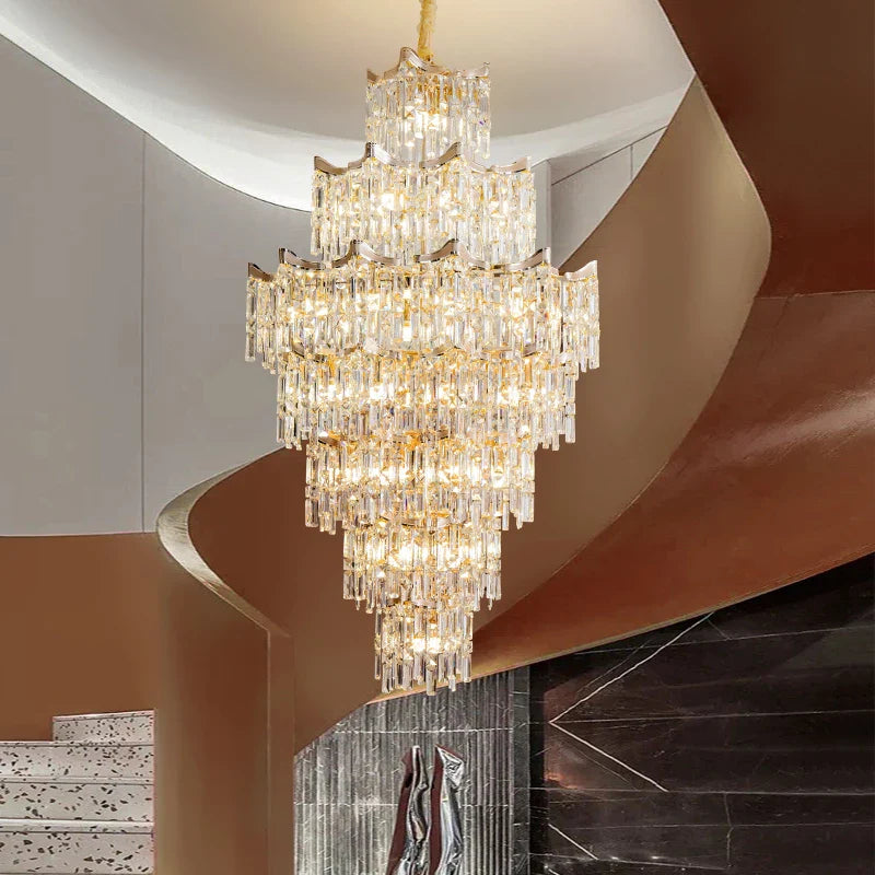 Afralia™ Elegant Crystal Chandelier for Duplex Living Room, Hotel Lobby - Luxury Atmosphere