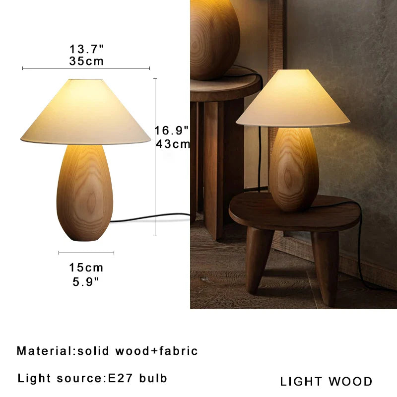 Afralia™ Elegant Wood Table Lamp for Bedroom Office Decor