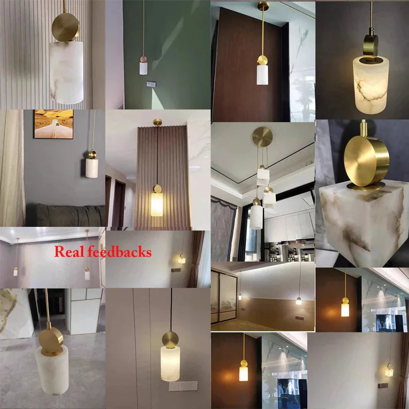 Afralia™ Nordic Marble Copper Pendant Lights LED Hanging Luminaires G9
