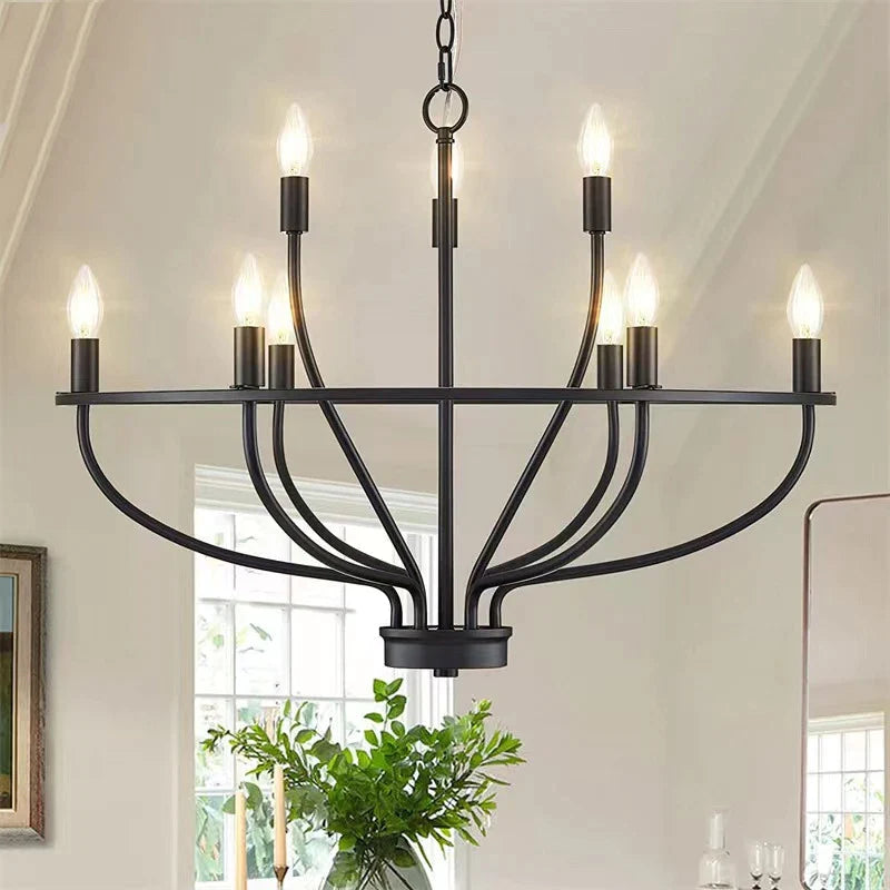 Afralia™ Retro Iron Chandelier: American Farmhouse Circular Branch Pendant Lamp for Dining & Living Room