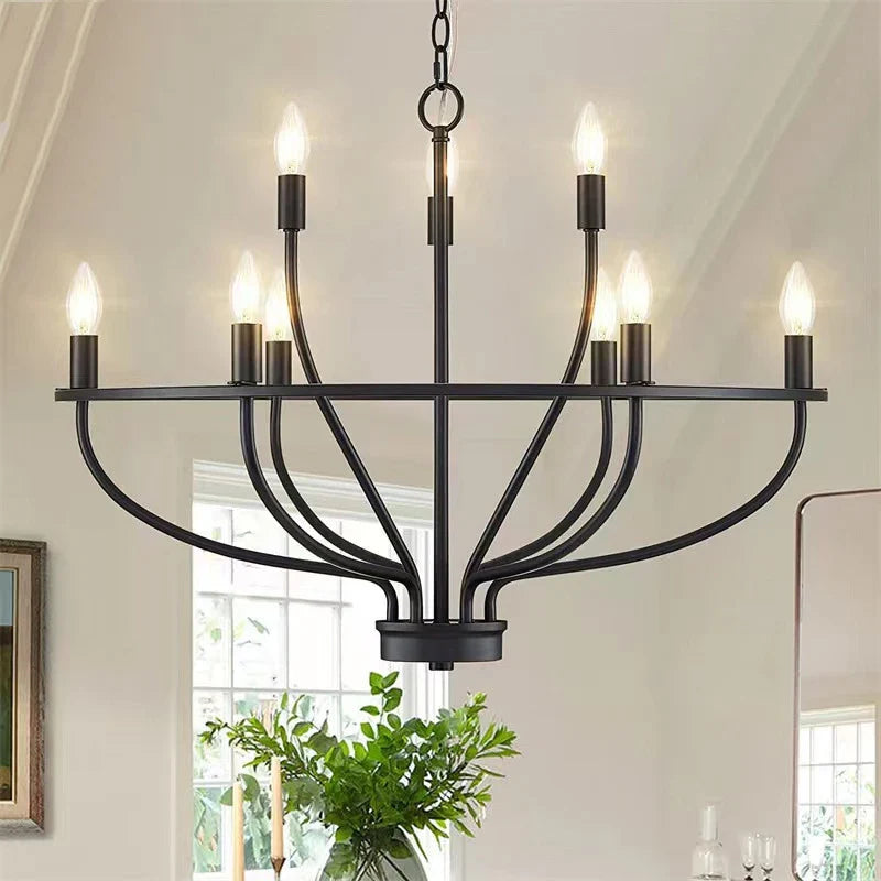 Afralia™ Iron Art Retro Chandelier Light, American Farmhouse Industrial Pendant Lamp