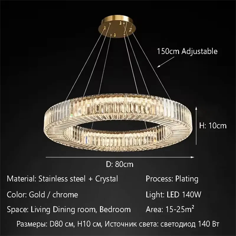 Afralia™ Elegant Crystal Chandelier LED Pendant Light for Home Décor