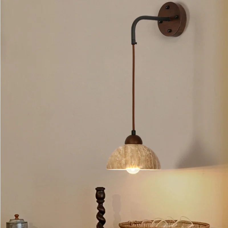 Afralia™ Yellow Travertine LED Wall Lamp for Home Decor
