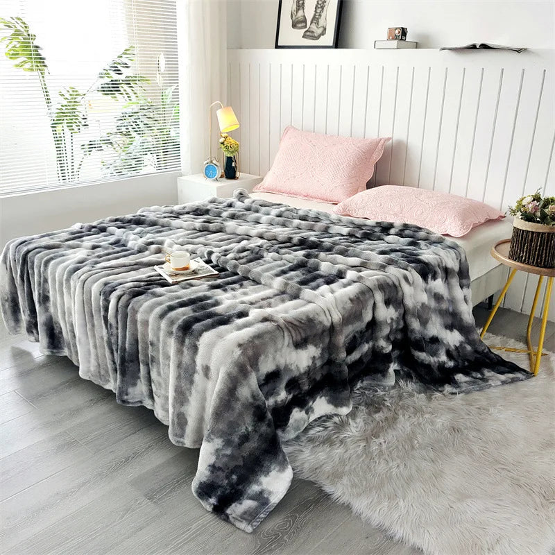 Afralia™ Cozy Gradient Bubble Fleece Throw Blanket, Plush All-Season Nap Blanket