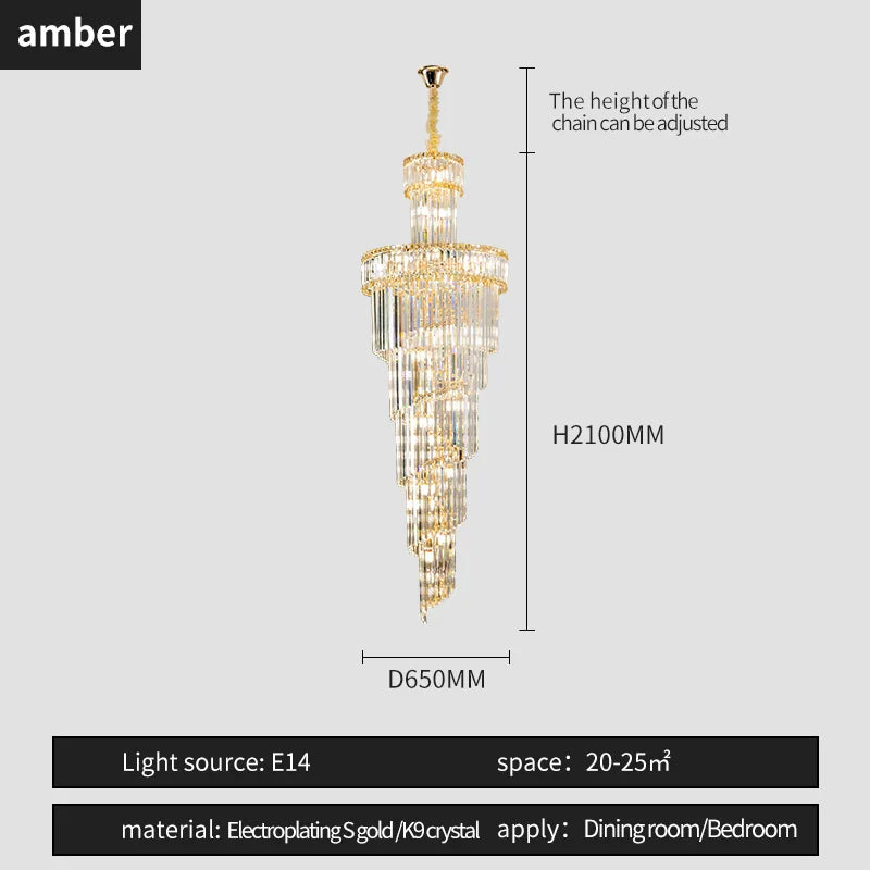 Afralia™ Crystal Spiral Chandelier Duplex for Modern Spaces