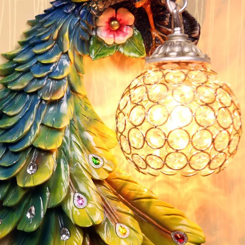 Afralia™ Peacock Resin Wall Lamp: Nordic Style LED Light for Bedroom, Living Room, Staircase