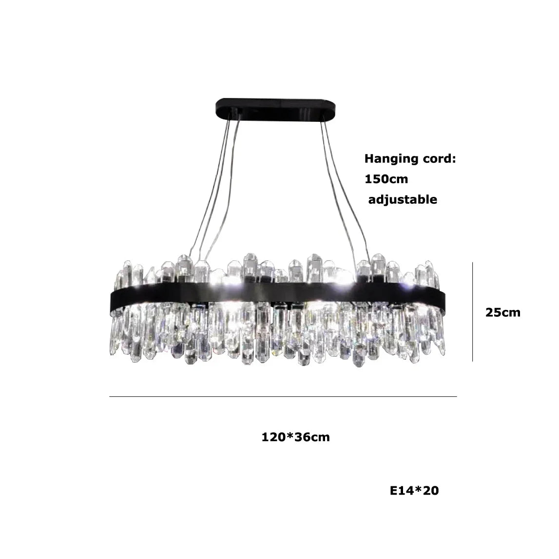 Afralia™ Black/Gold Crystal Chandelier | Modern Oval Round LED Ceiling Light