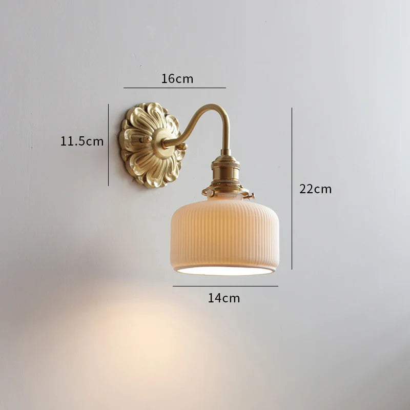 Afralia™ Ceramic LED Wall Lights: Modern Japan Style Copper Base Sconce for Home Decor