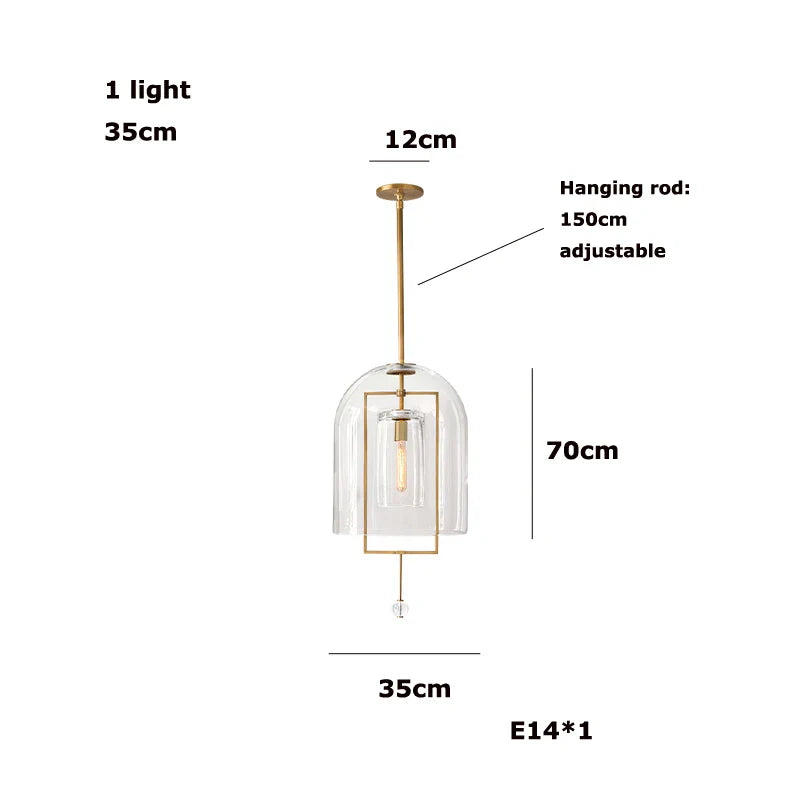 Afralia™ LED Brass Glass Chandelier Pendant Light for Living Room