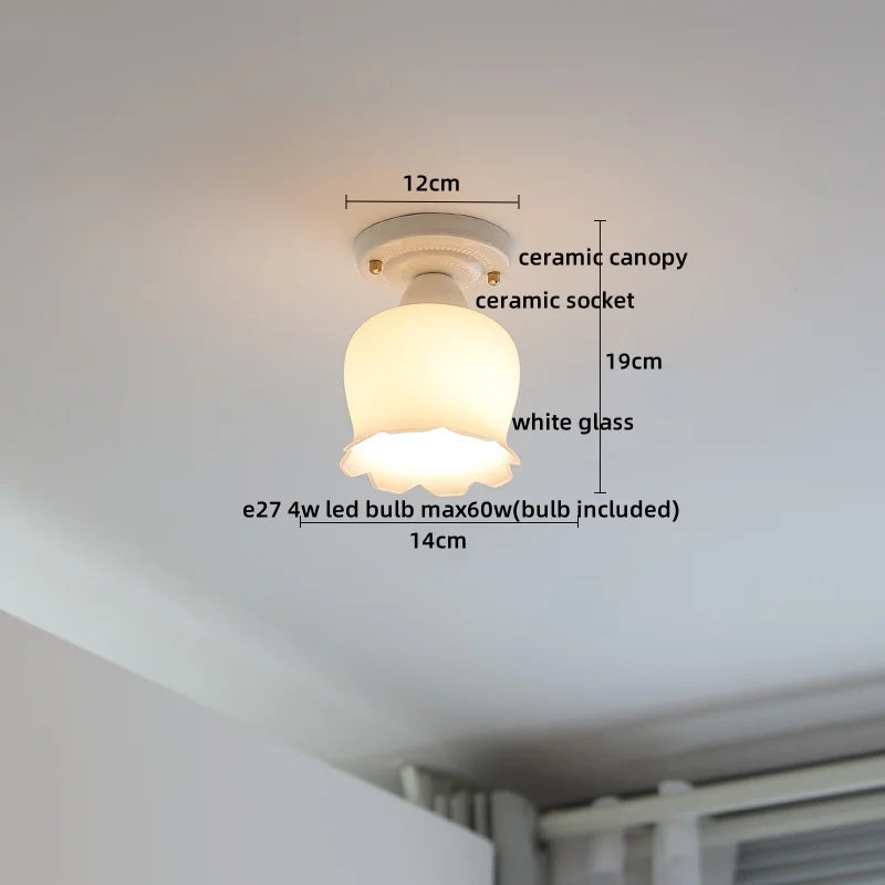 Afralia™ LED Canopy Ceiling Light Glass Copper Luminaria De Teto