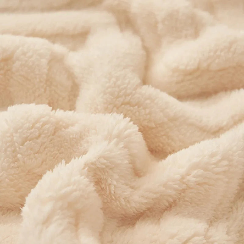 Afralia™ Luxury Coral Fleece Jacquard Blanket - Versatile & Cozy Three-Layer Plush Bedding