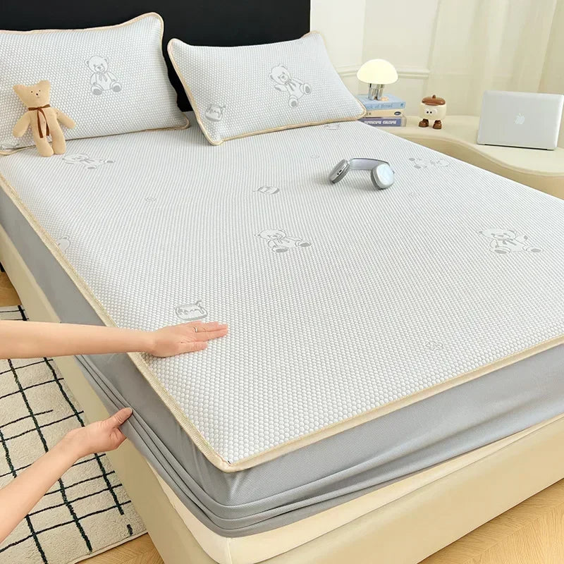 Afralia™ Little Bear Jacquard Cooling Mat: Soft, Breathable, & Durable Bed Cover