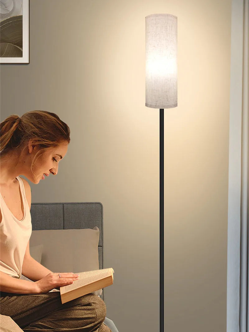 Afralia™ Nordic Cloth Lampshade LED Floor Lamp for Indoor Living Room Decor