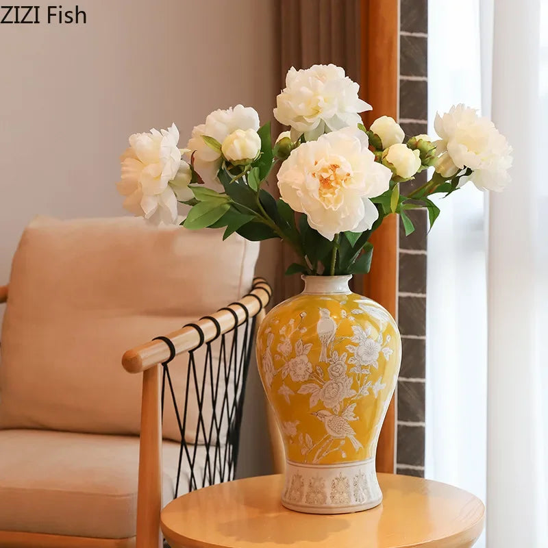 Afralia™ Blue & White Porcelain Vase for Classical Flower Arrangement & Room Aesthetic