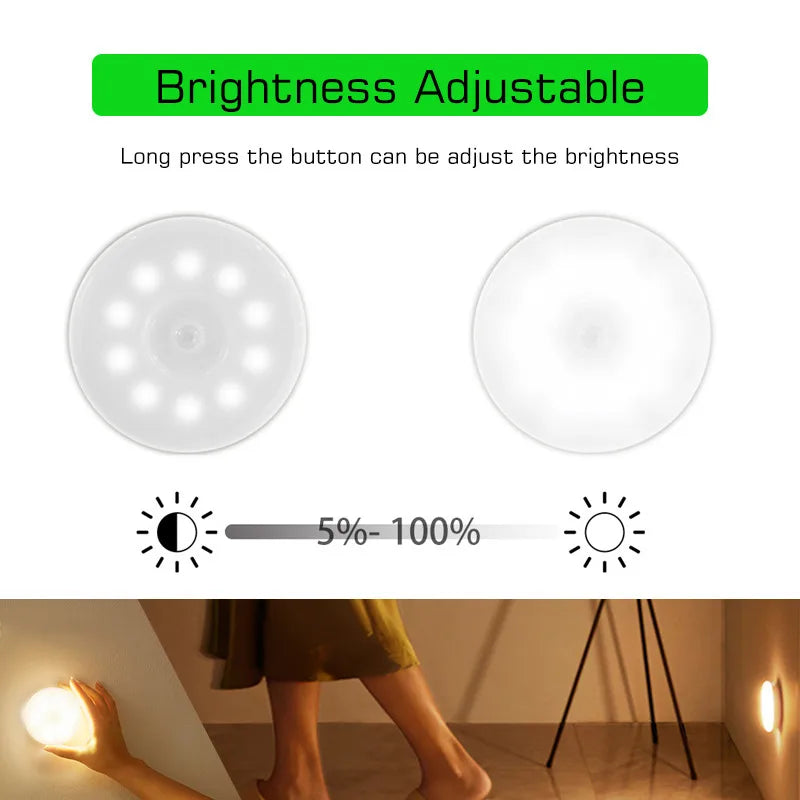 Afralia™ Motion Sensor Dimmable LED Wall Light: USB Rechargeable Nightlight for Stairs Cabinet Closet