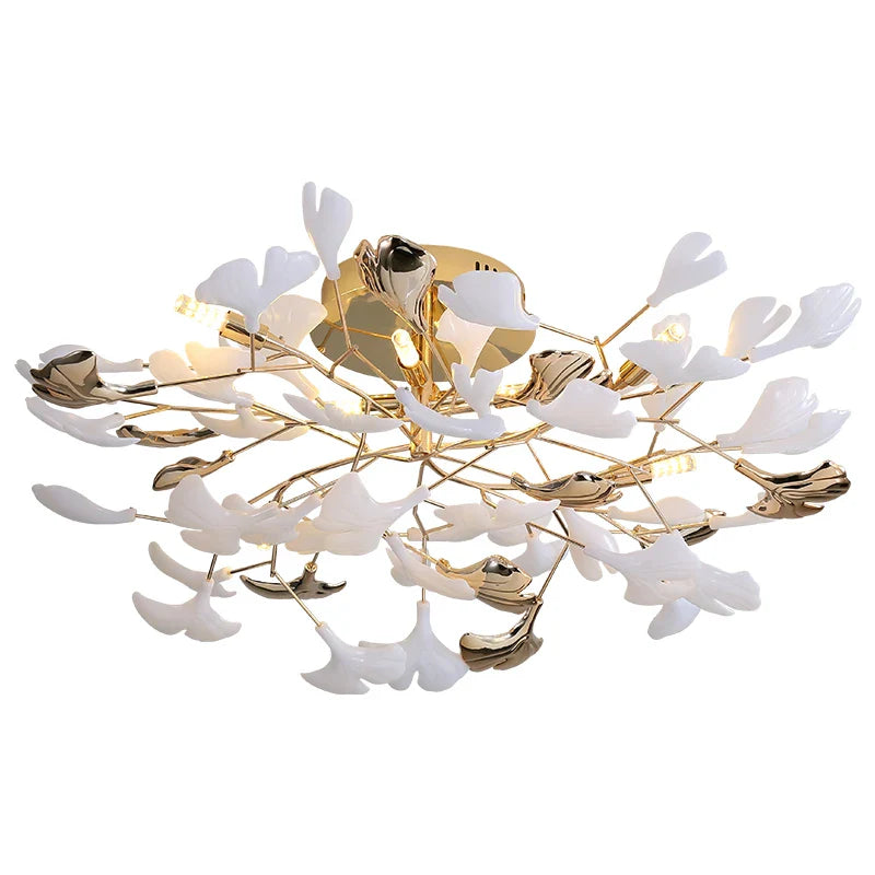 Afralia™ Ginkgo Leaf Bedroom Lamp: Post-modern Romantic Art Ceiling Light for Master Bedroom