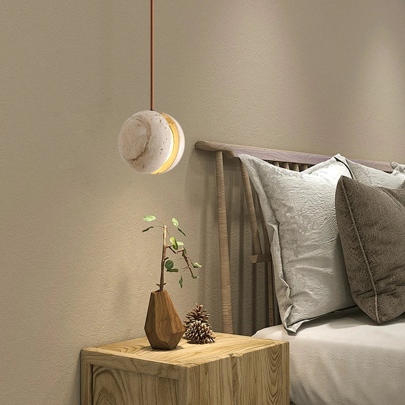 Afralia™ Yellow Travertine LED Pendant Light: Nordic Modern Hanging Lamp