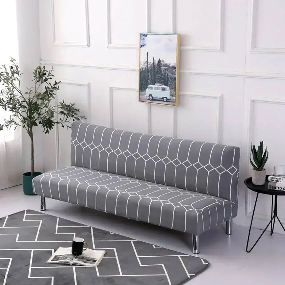 Afralia™ Armless Futon Sofa Cover Slipcover Elastic No Armrest