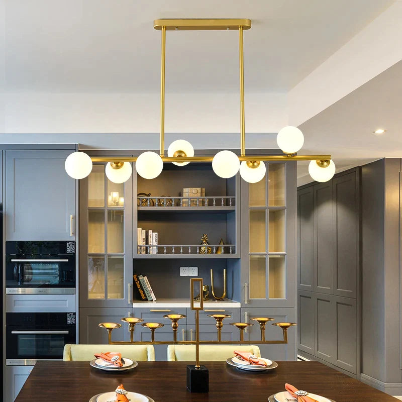 Afralia™ Glass Balls Chandelier: Stylish Suspension Lighting for Dining Room, Kitchen, and Office