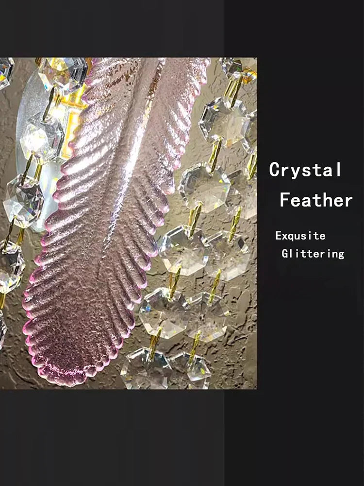 Afralia™ Gold Feather Crystal Tassel Chandelier & Ceiling Light Fixture