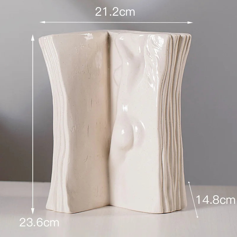 Afralia™ Ceramic Man Face Book Stand Vase for Room Decor and Storage