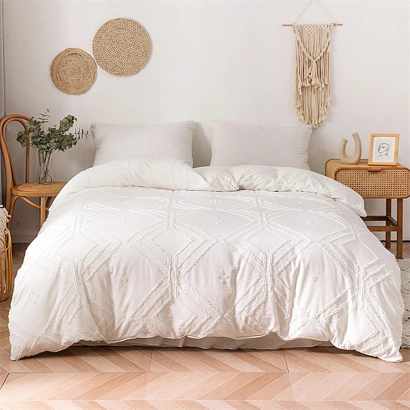 Afralia™ Geometric Cut Flowers Duvet Cover Set King Size High Quality Bedding