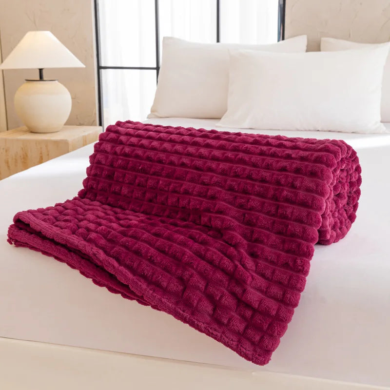 Afralia™ Nordic Flannel Checkered Blanket, Soft Queen King Size Sofa Decoration